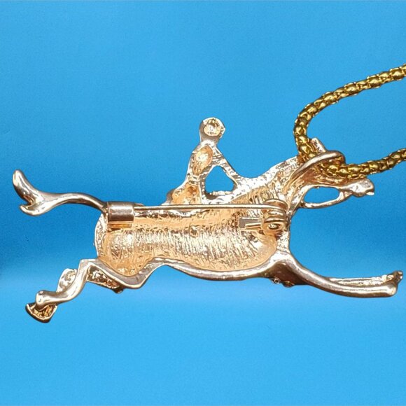 Tally-Ho Equestrian English Riding Horse Rider Pendant/ Brooch Necklace Gift Box - Picture 7 of 8